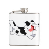Niedlicher Running Cartoon Border Collie Hip Flask Flachmann (Vorderseite)
