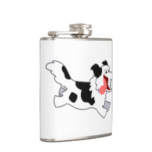 Niedlicher Running Cartoon Border Collie Hip Flask