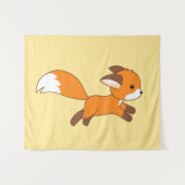 Niedlicher Running Fox auf Gelb Wandteppich (Vorderseite (Horizontal))
