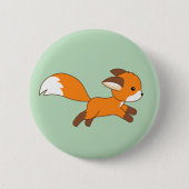 Niedlicher Running Fox auf Green Button (Vorderseite)