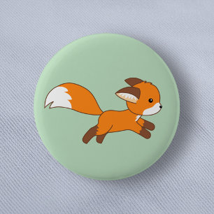 Niedlicher Running Fox auf Green Button