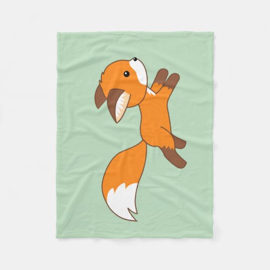 Niedlicher Running Fox auf Green Fleecedecke (Vorderseite)