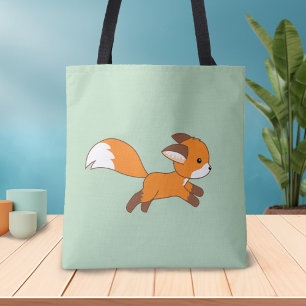 Niedlicher Running Fox auf Green Tasche