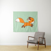 Niedlicher Running Fox auf Green Wandteppich (Beispiel (Horizontal))