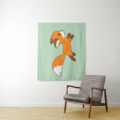 Niedlicher Running Fox auf Green Wandteppich (Beispiel)