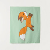 Niedlicher Running Fox auf Green Wandteppich (Vorderseite)