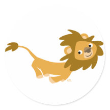 Niedlicher Running Lion Rundaufkleber