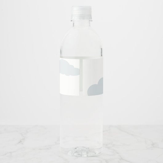 Niedlicher Rust Blue Biplane Cloud Heart Kindergeb Wasserflaschenetikett (Rückseite)