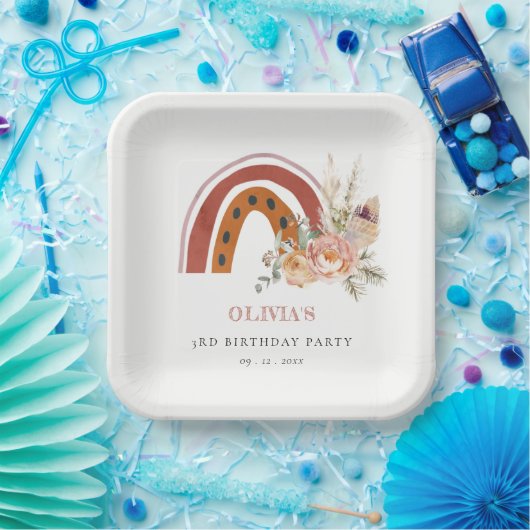 Niedlicher Rust Boho Bläschen Regenbogen jedes Alt Pappteller (Party)