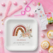 Niedlicher Rust Boho Bläschen Regenbogen jedes Alt Pappteller (Party)