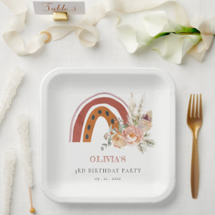 Niedlicher Rust Boho Bläschen Regenbogen jedes Alt Pappteller