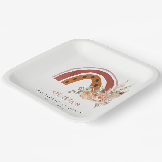 Niedlicher Rust Boho Bläschen Regenbogen jedes Alt Pappteller (Gewinkelt)