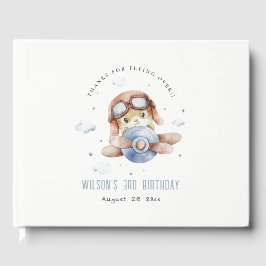 Niedlicher Rust Navy Flugzeug Garland Teddy Stars  Gästebuch