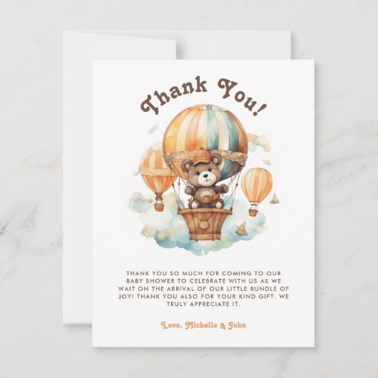 Niedlicher Rustikaler Bär mit Balloons Babydusche Einladung (Vorderseite)