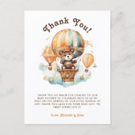 Niedlicher Rustikaler Bär mit Balloons Babydusche Postkarte