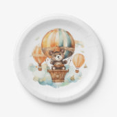 Niedlicher Rustikaler Bär mit Balloons Wasserfarbe Pappteller (Vorderseite)