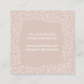 Niedlicher, rustikaler Blumenrahmen, Rosa Quadratische Visitenkarte (Rückseite)