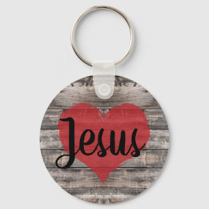 niedlicher rustikaler Chic JESUS HERZ Schlüsselanhänger