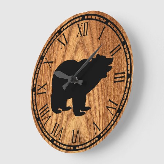 niedlicher rustikaler Schwarzbär Große Wanduhr (Winkel)