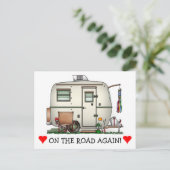 Niedlicher RV Vintag Glass Ei Camper Trailer Postkarte (Stehend Vorderseite)