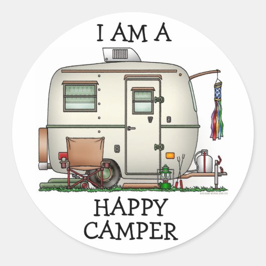 Niedlicher RV Vintag Glass Ei Camper Trailer Runder Aufkleber (Vorderseite)