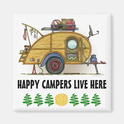 Niedlicher RV Vintag Teardrop Camper Trailer Magnet (Vorne)