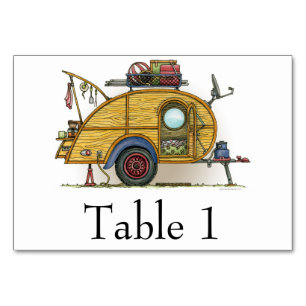 Niedlicher RV Vintag Teardrop Camper Trailer Tischnummer