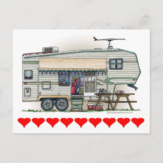 Niedlicher RV Vintager Camper Postkarte (Vorderseite)