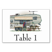Niedlicher RV Vintager Camper Tischnummer (Rückseite)