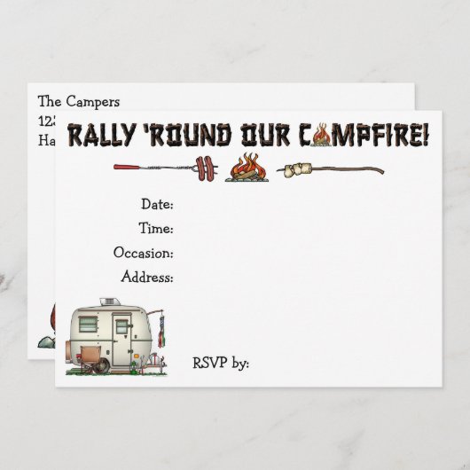 Niedlicher RV-Vintager Einladung (Vorne/Hinten)