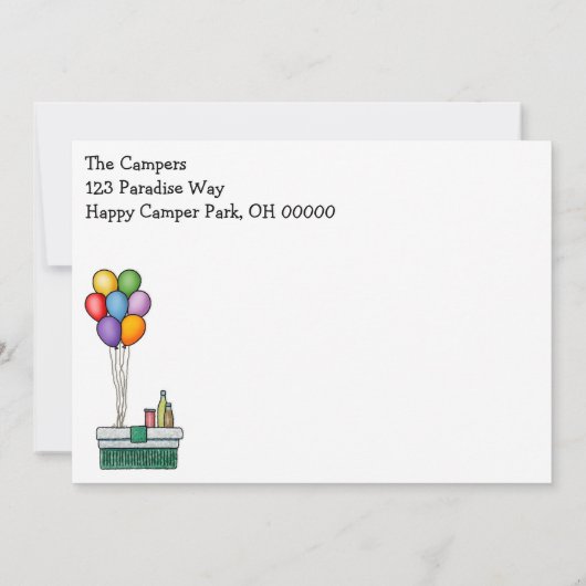 Niedlicher RV-Vintager Fünftrad-Camper Einladung (Rückseite)