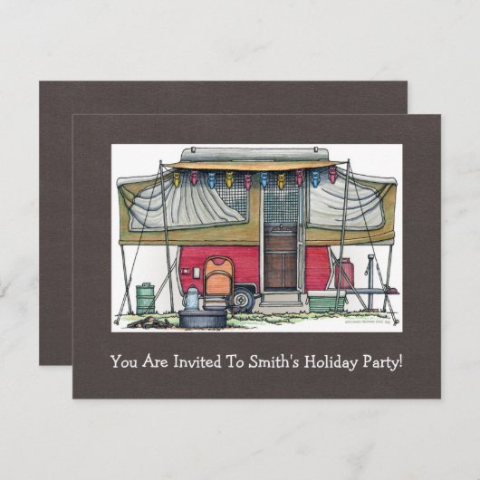 Niedlicher RV Vintager Popup-Trailer Einladung (Vorne/Hinten)