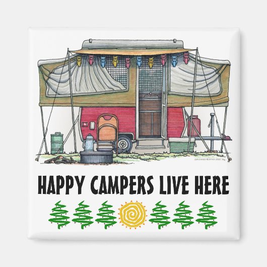 Niedlicher RV-Vintager Popupcamper Trailer Magnet (Vorne)