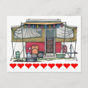 Niedlicher RV-Vintager Popupcamper Trailer Postkarte