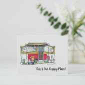 Niedlicher RV-Vintager Popupcamper Trailer Postkarte (Stehend Vorderseite)