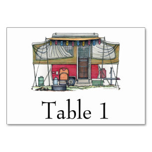 Niedlicher RV-Vintager Popupcamper Trailer Tischnummer