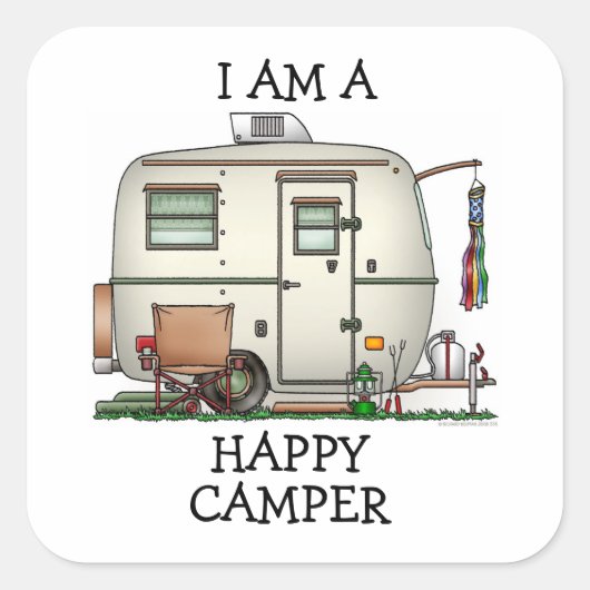 Niedlicher RV-Vintager Quadratischer Aufkleber (Vorderseite)