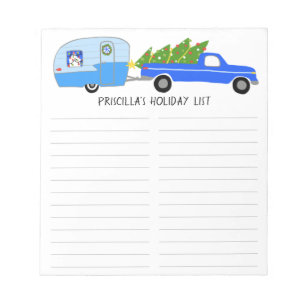 Niedlicher RV Weihnachtscamper Händler Lebensmitte Notizblock