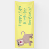 Niedlicher Säbeltoothy Tiger Smilodon Cartoon Banner (Vertikal)