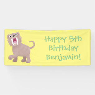 Niedlicher Säbeltoothy Tiger Smilodon Cartoon Banner