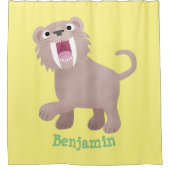 Niedlicher Säbeltoothy Tiger Smilodon Cartoon Duschvorhang (Vorderseite)