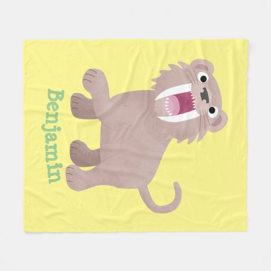 Niedlicher Säbeltoothy Tiger Smilodon Cartoon Fleecedecke
