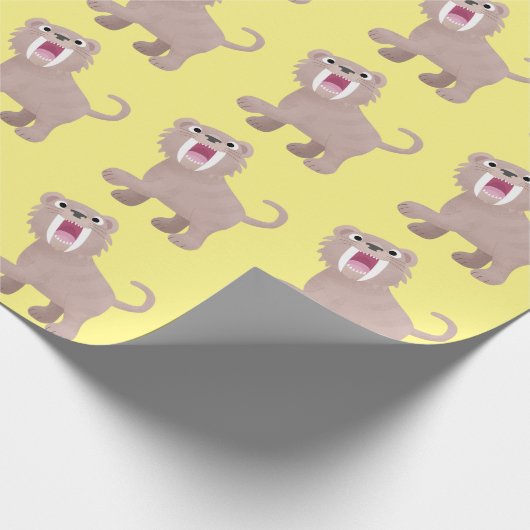 Niedlicher Säbeltoothy Tiger Smilodon Cartoon Geschenkpapier (Ecke)