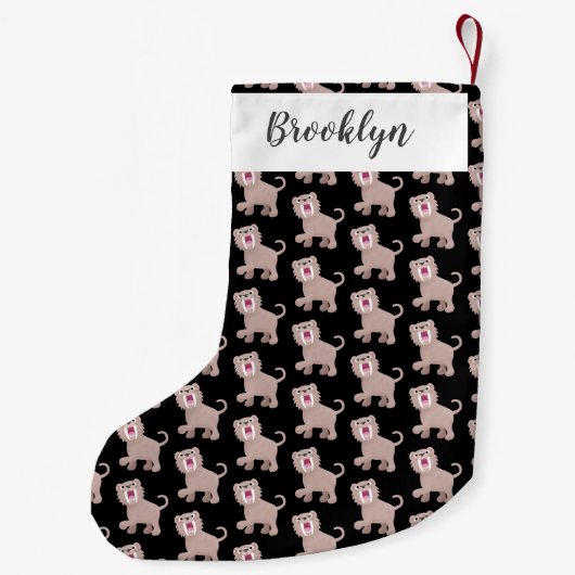 Niedlicher Säbeltoothy Tiger Smilodon Cartoon Kleiner Weihnachtsstrumpf (Rückseite)