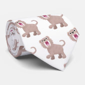 Niedlicher Säbeltoothy Tiger Smilodon Cartoon Krawatte (Gerollt)