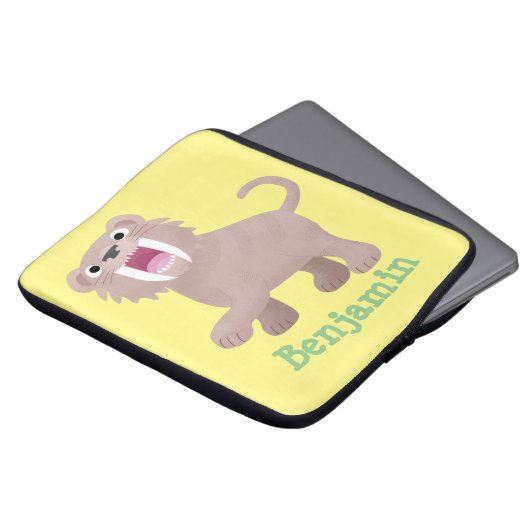 Niedlicher Säbeltoothy Tiger Smilodon Cartoon Laptopschutzhülle (Vorne Oben)
