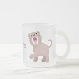 Niedlicher Säbeltoothy Tiger Smilodon Cartoon Mattglastasse