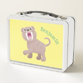 Niedlicher Säbeltoothy Tiger Smilodon Cartoon Metall Brotdose (Rückseite)