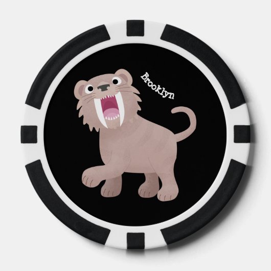 Niedlicher Säbeltoothy Tiger Smilodon Cartoon Pokerchips (Vorderseite)