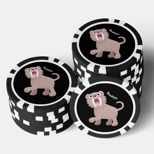 Niedlicher Säbeltoothy Tiger Smilodon Cartoon Pokerchips (Stapel)